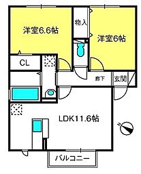 フェリーチェD 2LDKの間取図画像