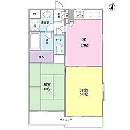エスポワール与野 2DKの間取図画像