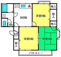 シャトル大戸3 3DKの間取図画像