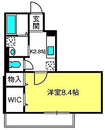 カロン 1Kの間取図画像