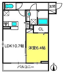 カーサビアンカ 1LDKの間取図画像