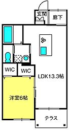 メゾンQ&T 1LDKの間取図画像
