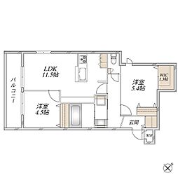 レジデンスヒューゲル鶴ヶ丘II 2LDKの間取図画像