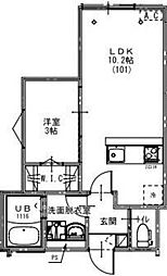 さいたま市見沼区大和田町1丁目アパート 1LDKの間取図画像
