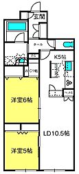 オカバさいたま日進ヘーベルメゾン 2LDKの間取図画像