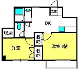 スカイコーポ大宮 2DKの間取図画像
