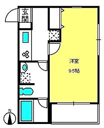 パールメゾン大宮 1Kの間取図画像