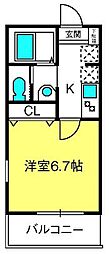 パームコテージ18番館 1Kの間取図画像