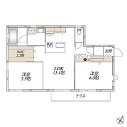 富士見市鶴瀬西3丁目マンション 2LDKの間取図画像