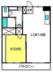 グローリア南大塚 1LDKの間取図画像