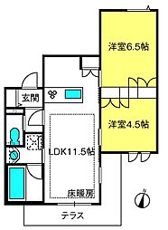 ルミエールテラス 2LDKの間取図画像