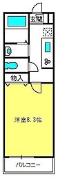 A-style 1Kの間取図画像