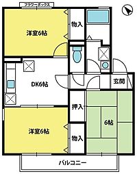 ビューセントラルB 3DKの間取図画像