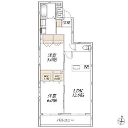 エスポワール大宮 2LDKの間取図画像