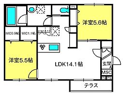 QueenHills 2LDKの間取図画像