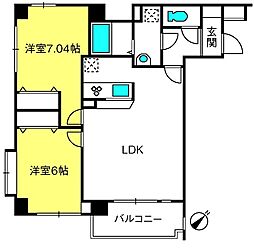 ディアコート七番館 2LDKの間取図画像