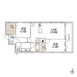 (仮称)新座市大和田メゾン 2LDKの間取図画像