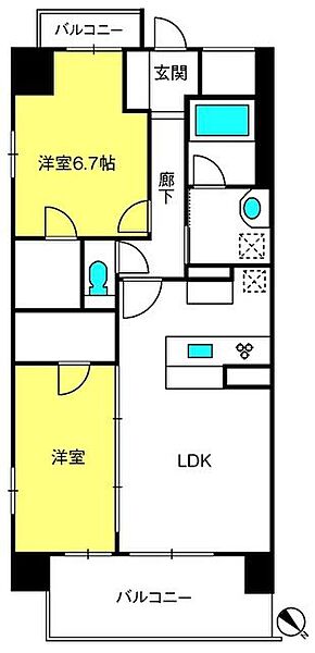 プライムホーム大宮 ｜埼玉県さいたま市大宮区吉敷町1丁目(賃貸マンション2LDK・6階・59.32㎡)の写真 その2