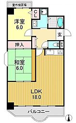 サンウッズ 2LDKの間取図画像