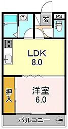 シャトー吉崎 1LDKの間取図画像