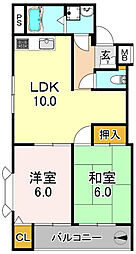 エトルアンボーテ平野 2LDKの間取図画像
