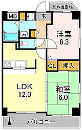 ラセーヌグランデス 2LDKの間取図画像