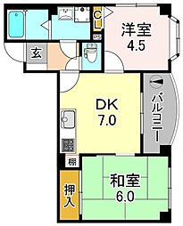 エトルアンボーテ平野 2DKの間取図画像