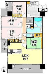 セントパークス平野公園 4LDKの間取図画像