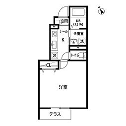 JR東海道本線 相見駅 徒歩17分の賃貸アパート 1階1Kの間取り