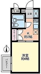 エヴェナール沼袋 1Kの間取り