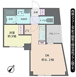 ハーミテイジ 1DKの間取図画像