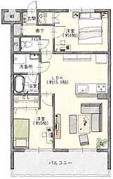 メゾン烏森 2LDKの間取図画像