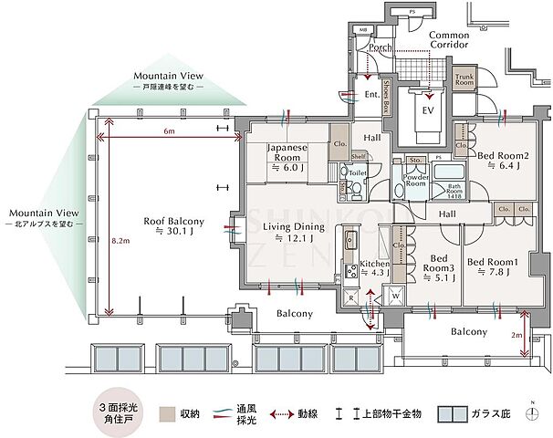 間取り サーパス三輪 7階/-