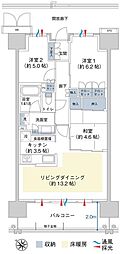 ポレスター三輪セントラルレジデンス 3LDKの間取図画像