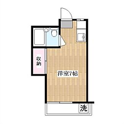 小倉ハイツ 2階ワンルームの間取り