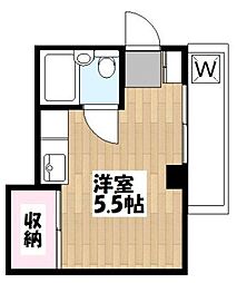 エレガンス三宿 3階ワンルームの間取り