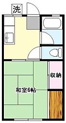カトルセゾン 2階1Kの間取り
