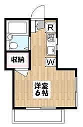 フローラルガーデン 1階ワンルームの間取り