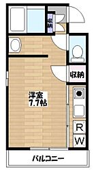 Saito Bld. 3階ワンルームの間取り