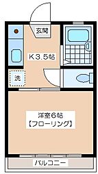 ハイツゼルコバ 2階1Kの間取り