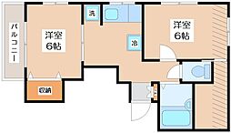 メゾンパーシモン 2DKの間取図画像