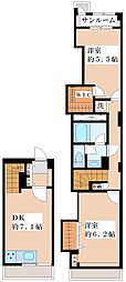 ハヤマビル 2DKの間取図画像
