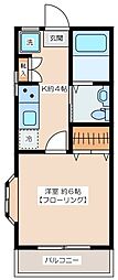 ハイツふじ 1Kの間取図画像
