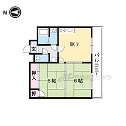 JR湖西線 おごと温泉駅 徒歩20分の賃貸マンション 1階2DKの間取り