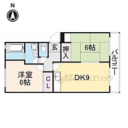 むくの木はうす壱番館 2LDKの間取図画像
