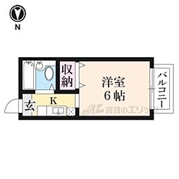 サンシティ長浜 2階1Kの間取り