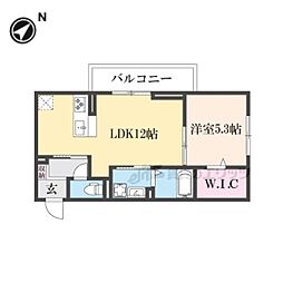 JR東海道・山陽本線 能登川駅 徒歩20分の賃貸アパート 3階1LDKの間取り