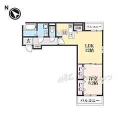 JR東海道・山陽本線 南彦根駅 3.5kmの賃貸アパート 2階1LDKの間取り