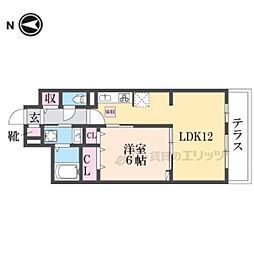 レスパスカルム 2階1LDKの間取り