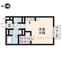 JR湖西線 おごと温泉駅 徒歩25分の賃貸アパート 2階ワンルームの間取り